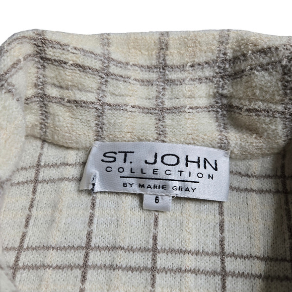 St. John Collection by Marie Gray Tweed Plaid Knit Jacket Size: 6 - Picture 6 of 8
